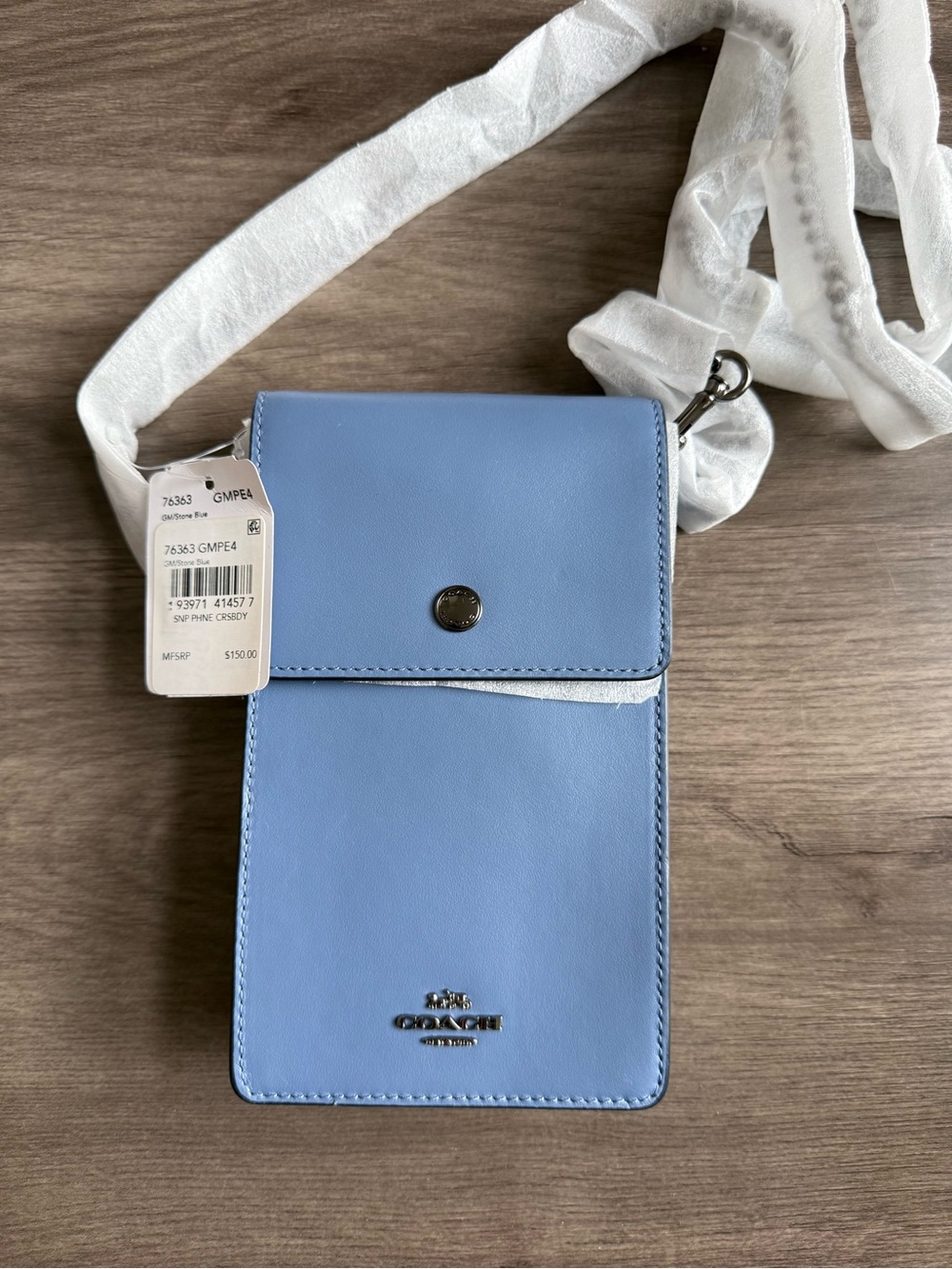 Coach Light Blue Crossbody Phone Bag